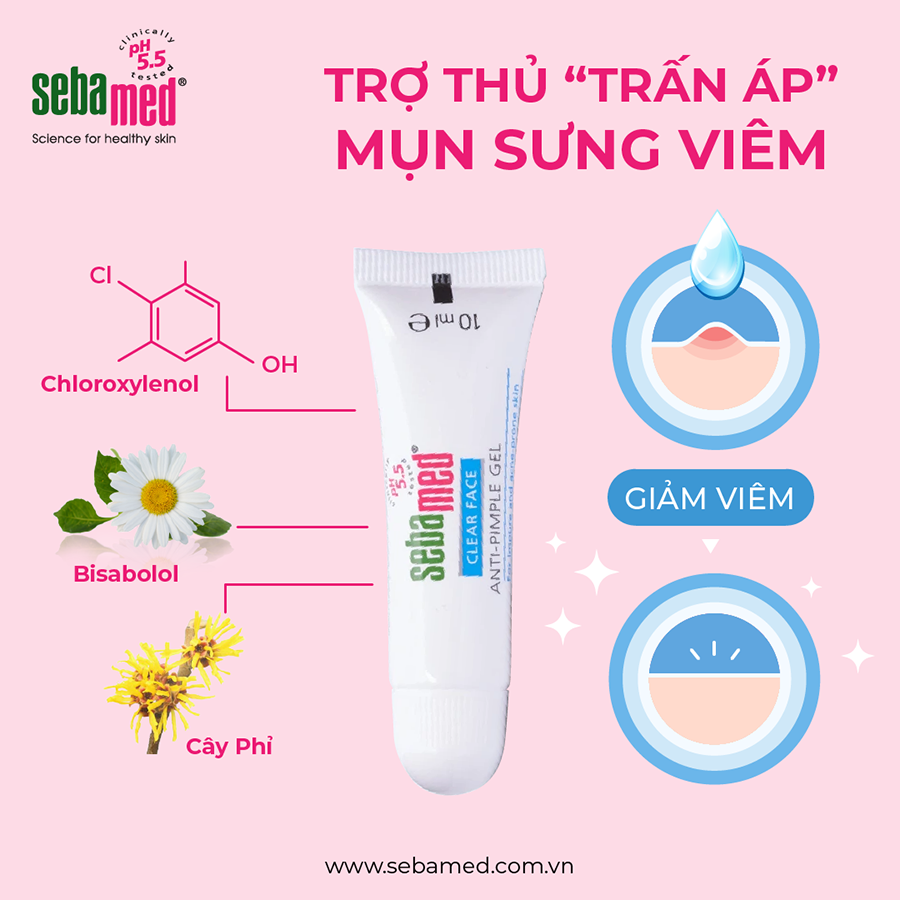 Gel giảm mụn chống khuẩn & làm dịu da Sebamed Clear Face Anti-Pimple pH5.5
