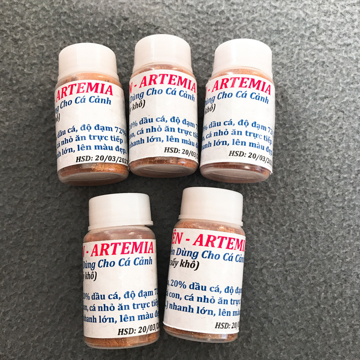 5 Hủ Artemia Sấy Khô Cho Cá Cảnh, Guppy, Betta, Cá Con, Cá nhỏ, Không Cần Ấp