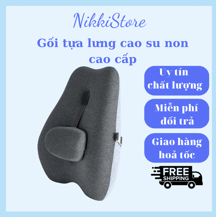 Gối tựa lưng công thái học cao cấp kèm gối nhỏ, đệm lưng chống gù, giảm đau cột sống dùng cho văn phòng, ghế ô tô