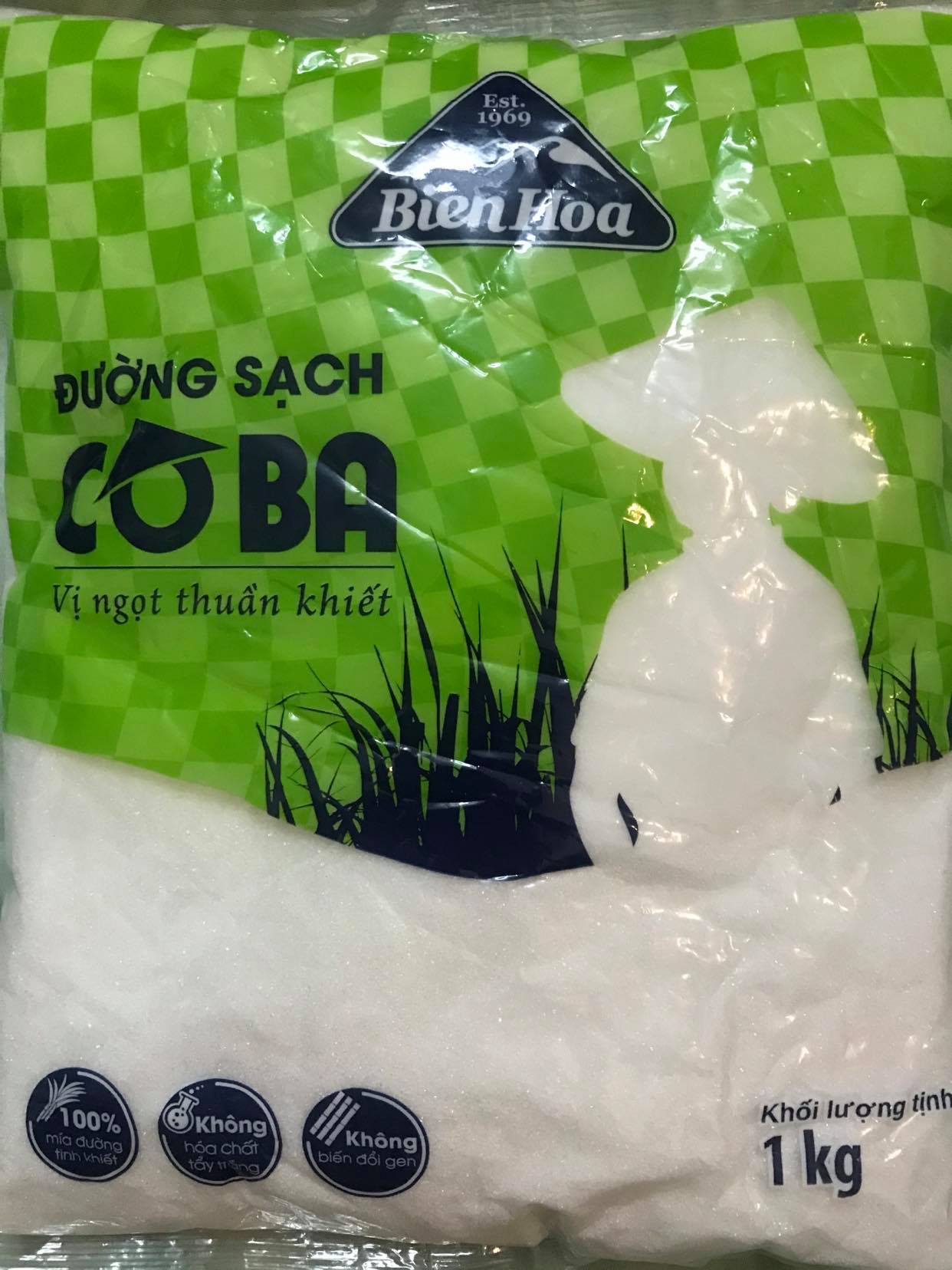 Đường sạch cô ba biên hòa gói 1kg, đường biên hòa, bách hóa minh anh