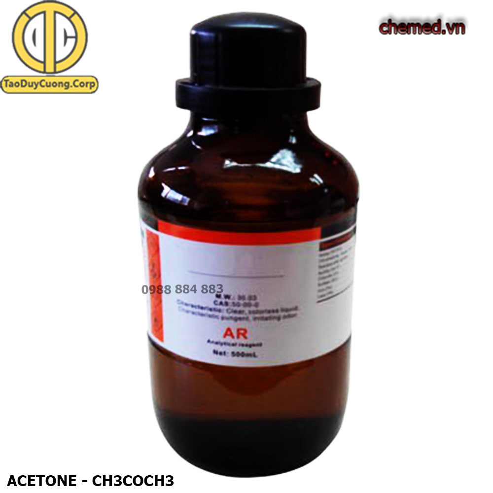 Dung dịch hóa chất Acetone - CH3COCH3 chai 500 ml dùng trong thí nghiệm