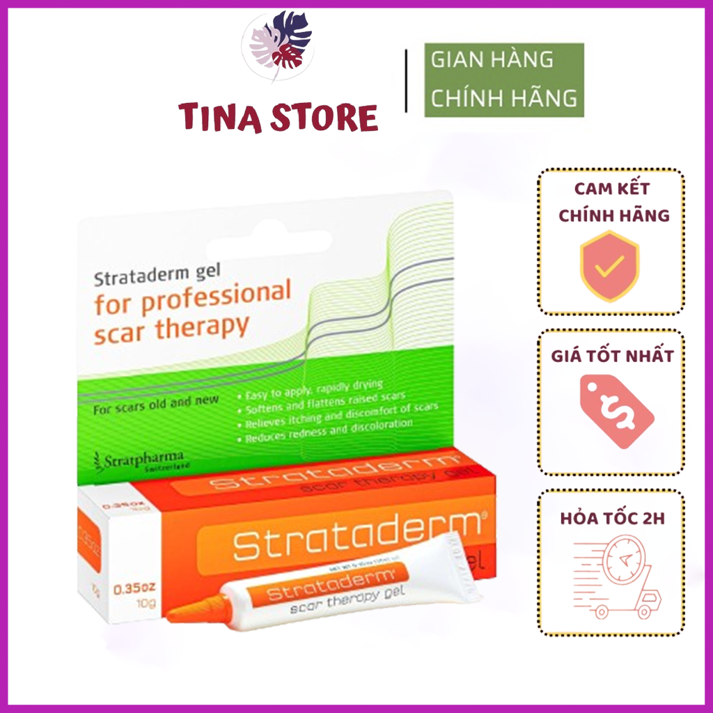 Gel Mờ Phẳng Sẹo Lồi Lõm, Sẹo Thâm, Sẹo Phẫu Thuật Strataderm Scar Therapy 10g - Strataderm Nhập Thụy Sỹ