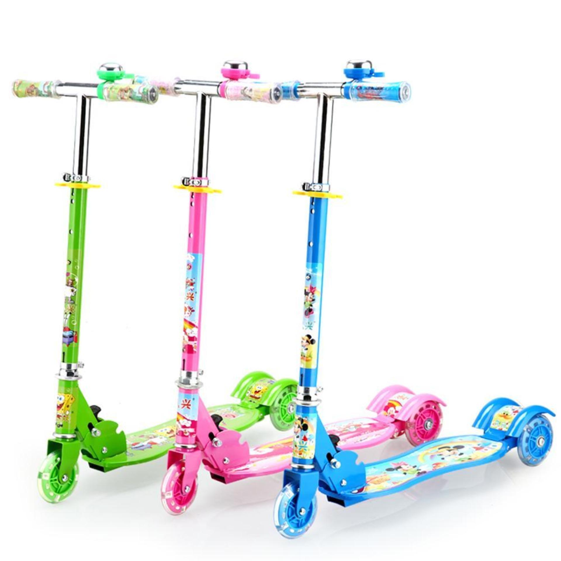 Xe Trượt Scooter 3 Bánh Có Đèn Led Kèm Chuông Cho Bé Yêu