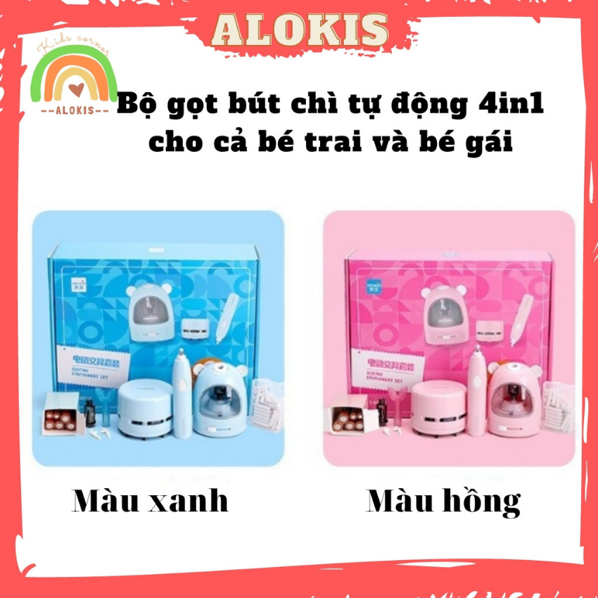 [Freeship] Bộ Gọt Bút Chì Tự Động Chạy Pin 8 món Gồm Gọt bút, Bút Tẩy Gôm, Hút bụi mini, Tẩy gôm, Pin, Tai Trang Trí, Lưỡi Gọt Thay Thế, Tẩy- Quà Tặng Cho Năm Học Mới 2021