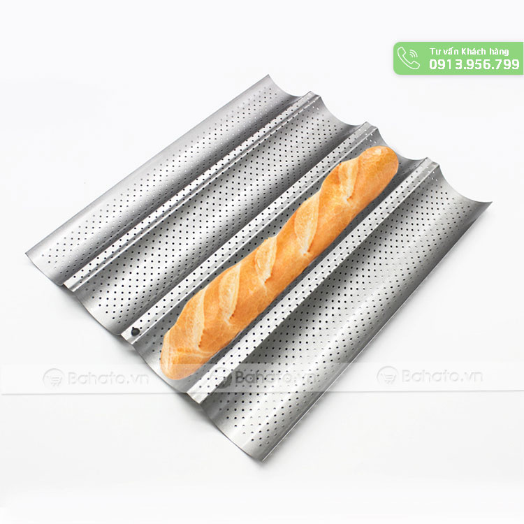 Khay nướng bánh mì baguette 4 rãnh 38 x 33 x 2.5 cm