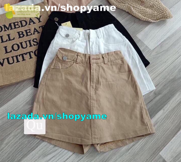 quần giả váy kaki nữ túi bên mt980 màu đen, trắng size s,m,l shopyame rẻ đẹp, cá tính cho các cô nàng năng động