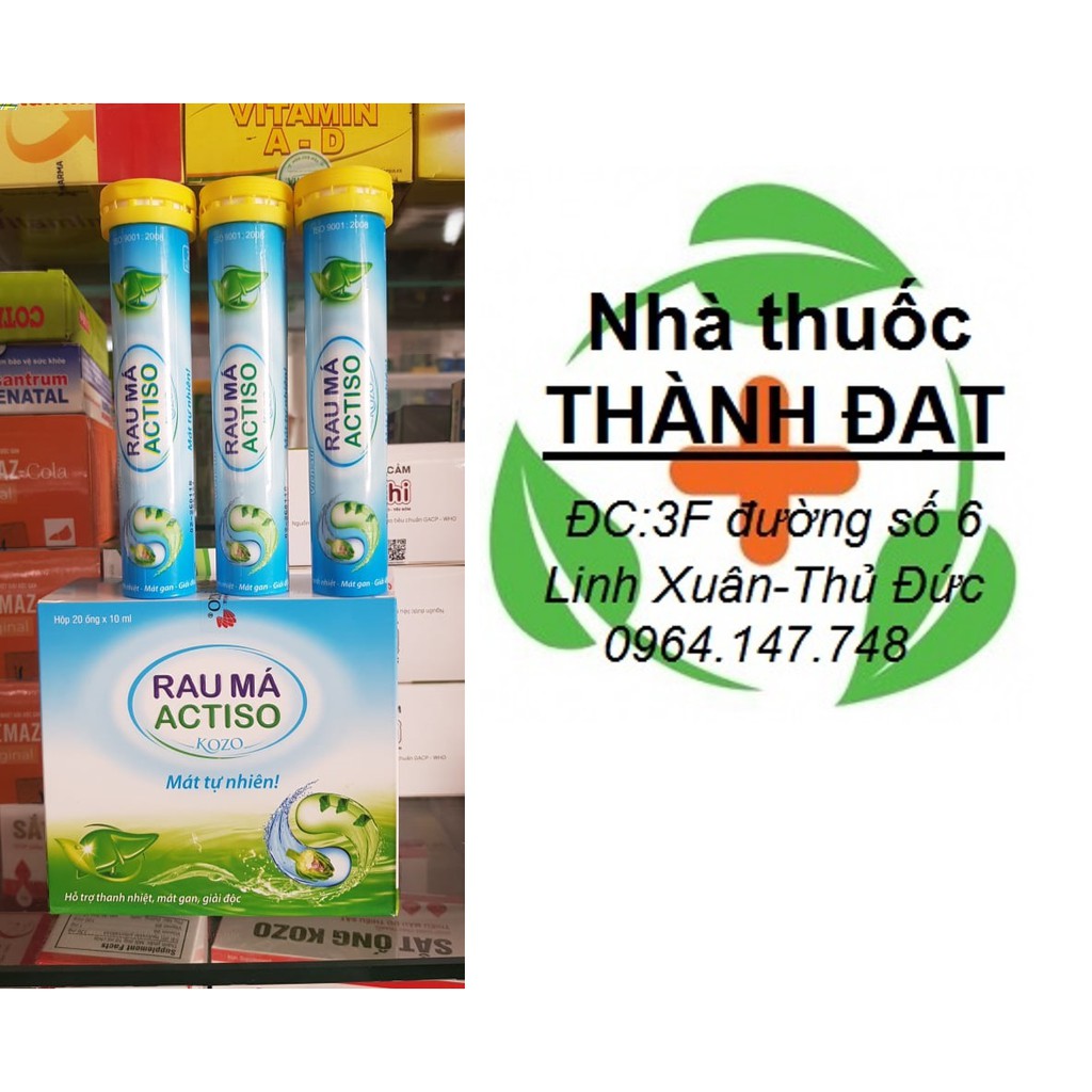 (1tube sủi 30 viên) Rau má actiso kozo viên sủi và ống nước, giúp giải nhiệt nóng, phòng và hỗ trợ cho các trường hợp mẩn ngứa, dị ứng, rôm sẩy, nổi mề đay, phát ban, nhiệt miệng