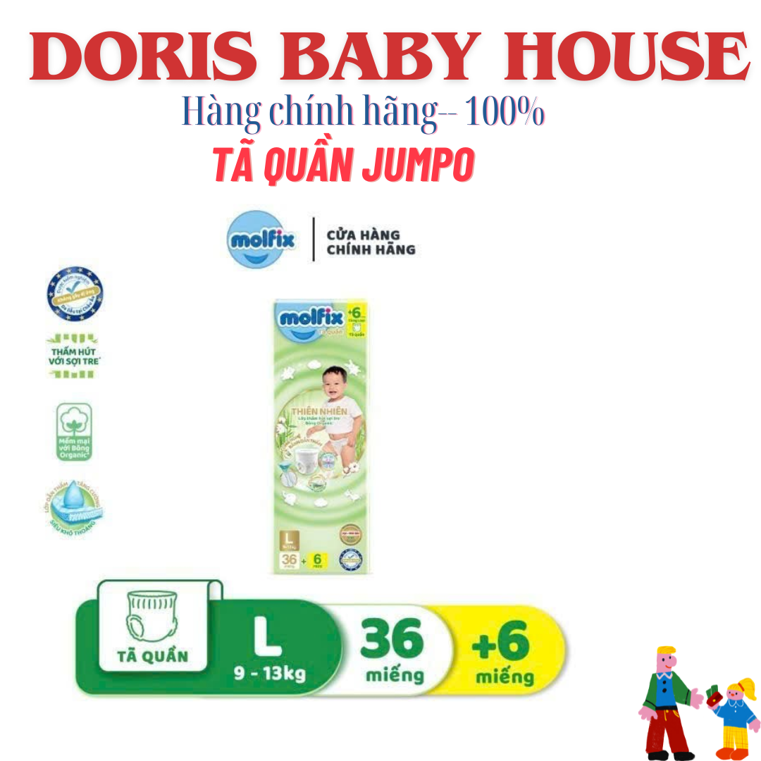 [DATE MỚI- CHÍNH HÃNG] Tã/bỉm quần Molfix Thiên nhiên Jumbo M (40+6)/L36+6)/ X(32+6)/ XXL (28+6) - 2