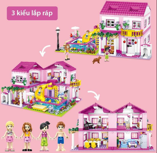 Đồ chơi xếp hình lắp ráp lego mô hình biệt thự summer villa với 1018 miếng ghép và 3 kiểu lắp