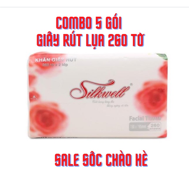 Combo 5 gói giấy ăn giấy rút 260 tờ Silkwell