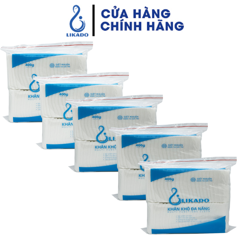 Khăn vải đa năng cho bé LIKADO 400g (COMBO5 BỊCH) KT 20 x 22cm