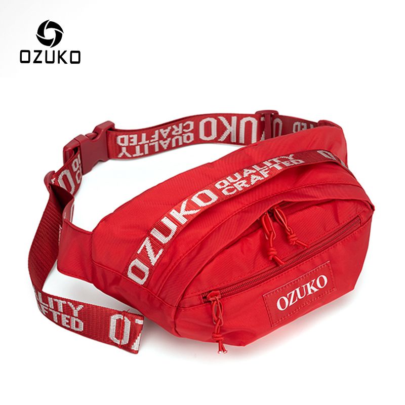 Túi đeo chéo nam nữ bao tử đeo ngực hông bụng unisex OZUKO balo 1 quai thể thao vải chống văng không thấm nước Mã 9102