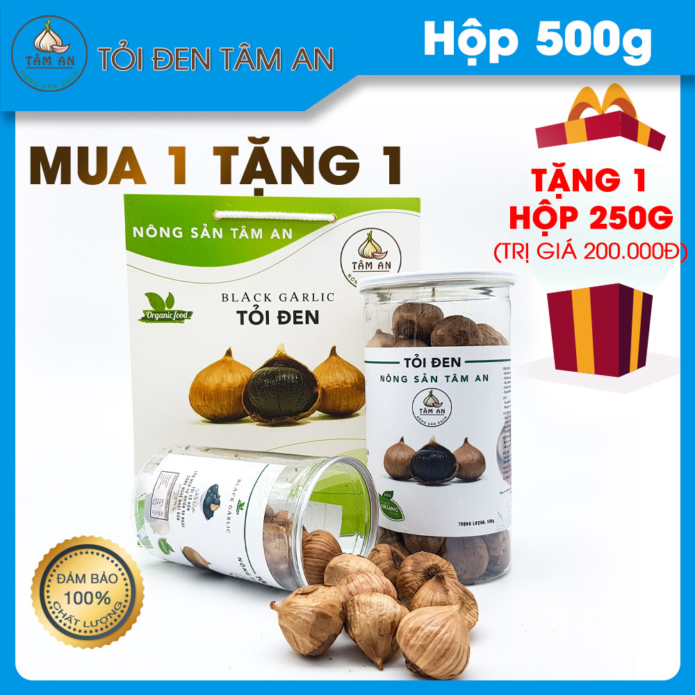 Tỏi đen cô đơn Tâm An 500g. Tặng 1 hộp 250g