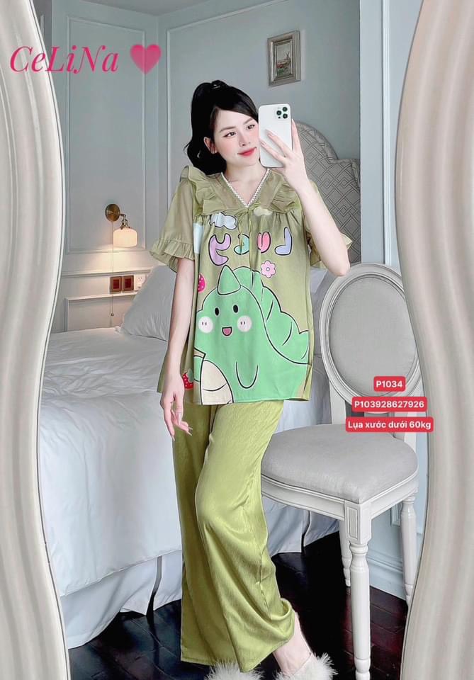 Set lụa xước phối voan tơ tay cộc