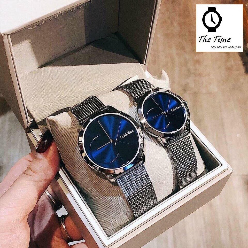 Đồng hồ đôi Calvin Klein Minimal Blue Dial K3M2112N & K3M2212N Black