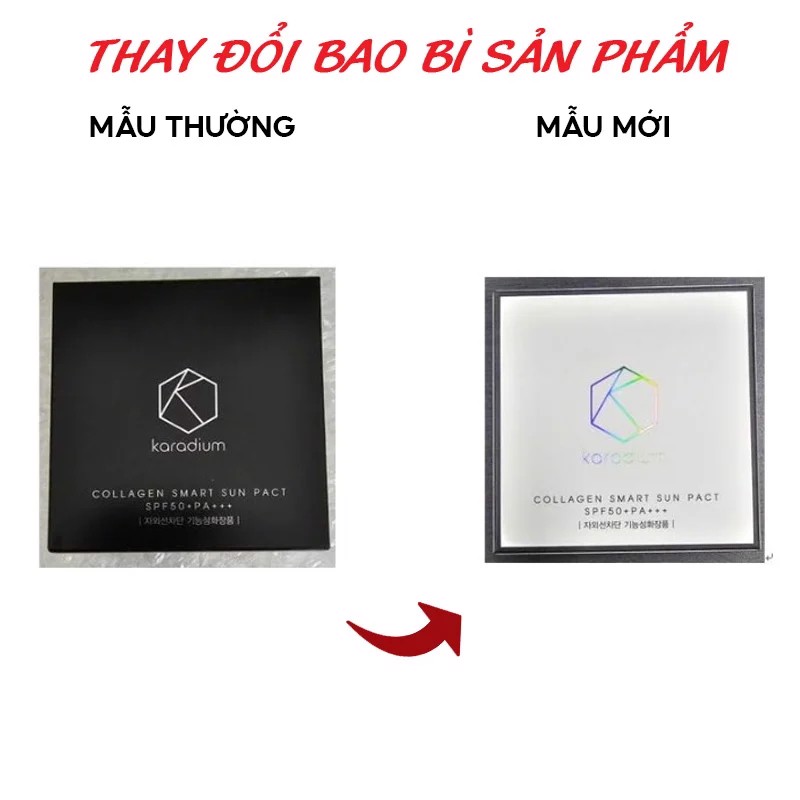 Phấn phủ kiềm dầu, dưỡng da hiệu quả karadium collagen smart sun pact spf 50+/pa+++ 11g