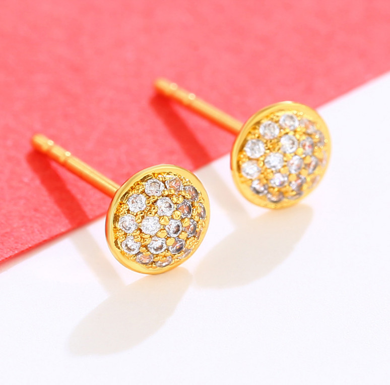 Bông tai tròn đính đá nhỏ xinh 6mm trang sức xuping mạ vàng siêu bền xp4545