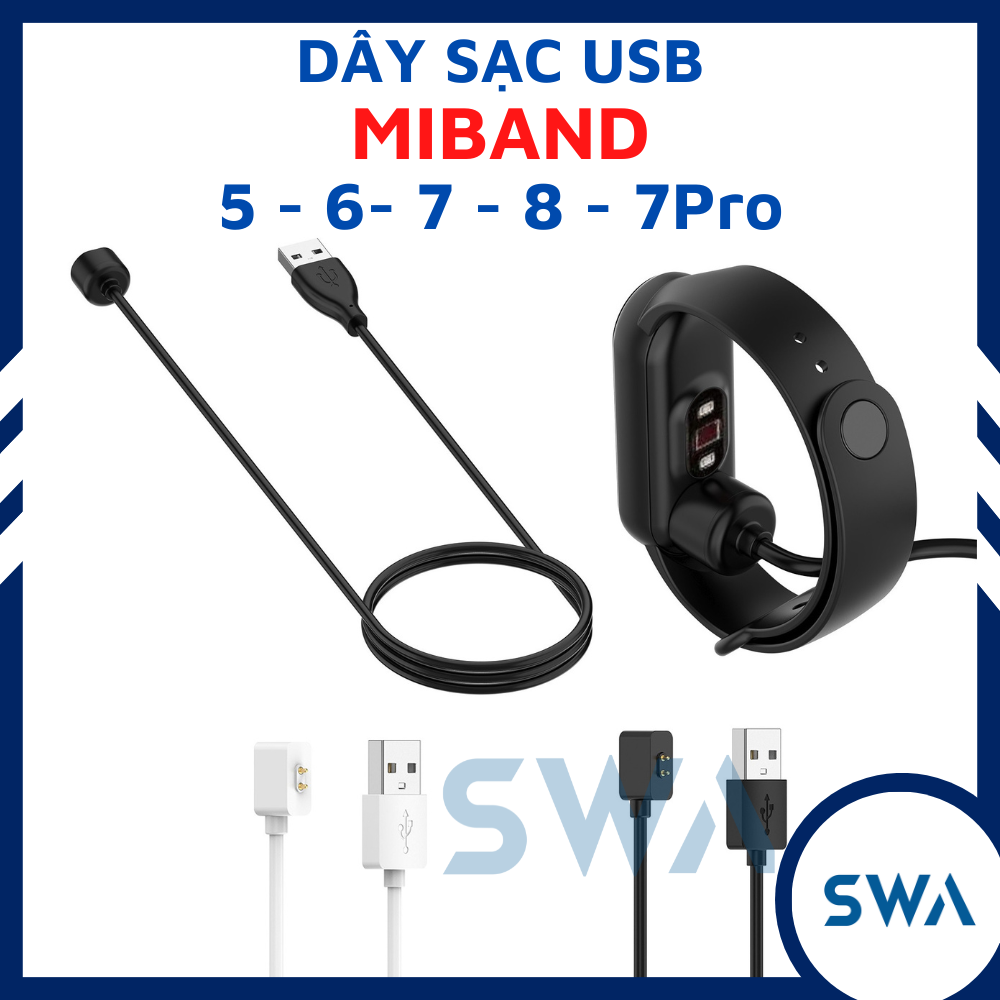 Dây sạc miband 8 7 7pro miband 6 miband 5 sạc miband nam châm ,cáp sạc miband 5 6 7 8 7 pro swastore