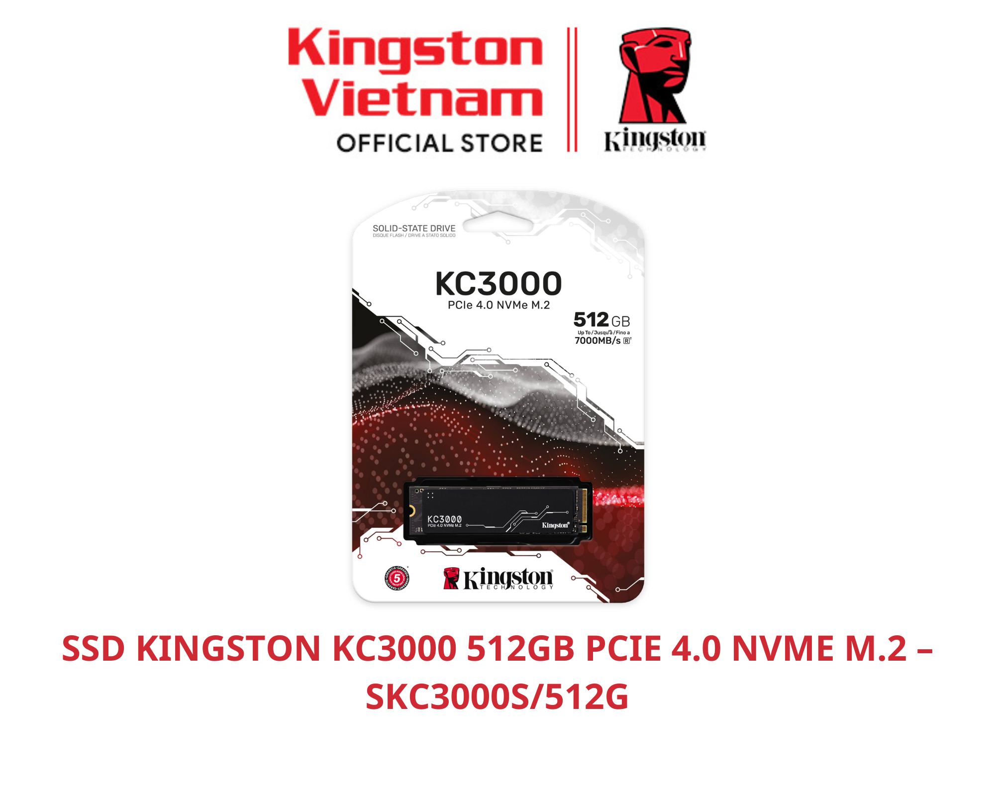 SSD KINGSTON KC3000 512GB PCIE 4.0 NVME M.2 – SKC3000S/512G
