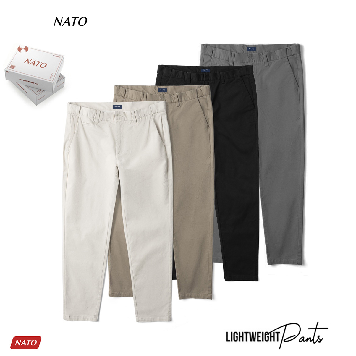 Quần Dài Chinos Nam CHRIS Vải Kaki Cotton Trơn Cao Cấp Trơn Màu Xám Đen Xanh Nâu Be Đẹp Co Giãn Tag Chun Khaki NATO