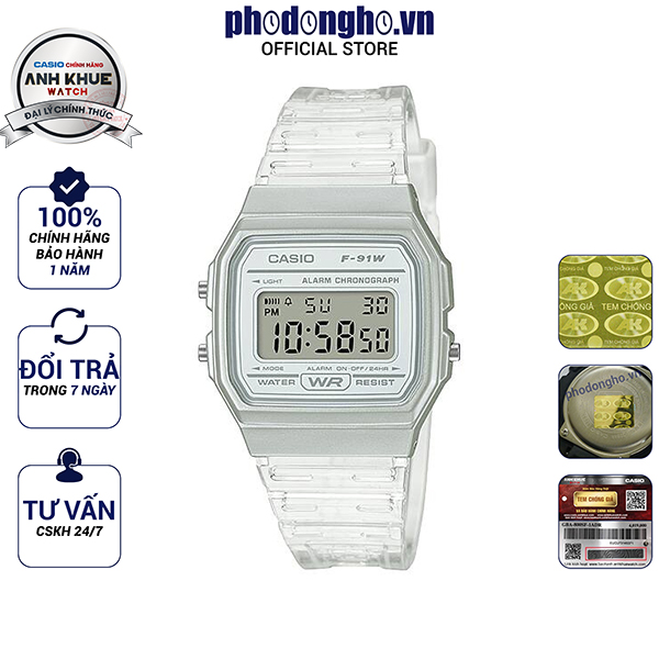 Đồng hồ unisex dây nhựa casio anh khuê f-91ws-7df