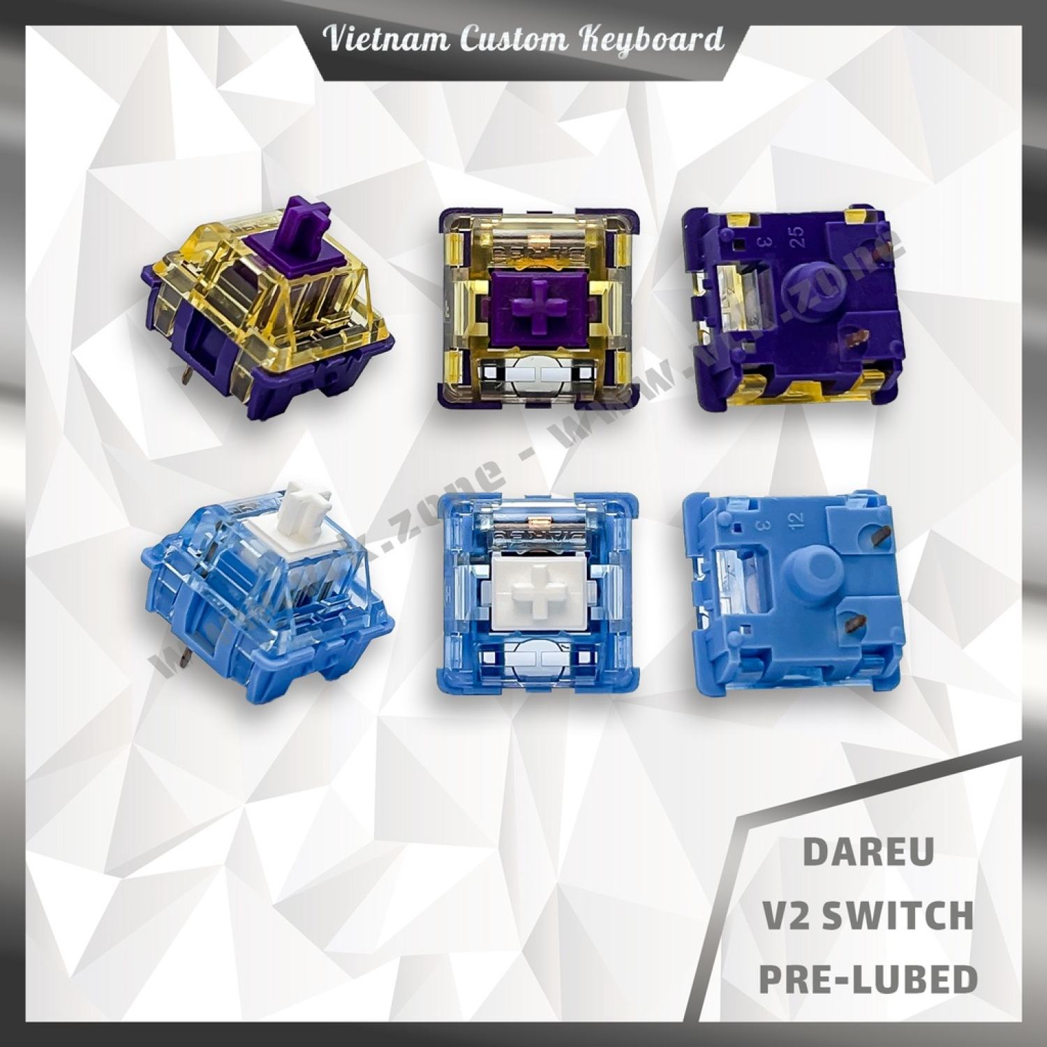 Dareu v2 switch pre-lubed | viloet gold tactile 60g | blue sky linear 40g | màu đẹp hiệu năng cao | vck