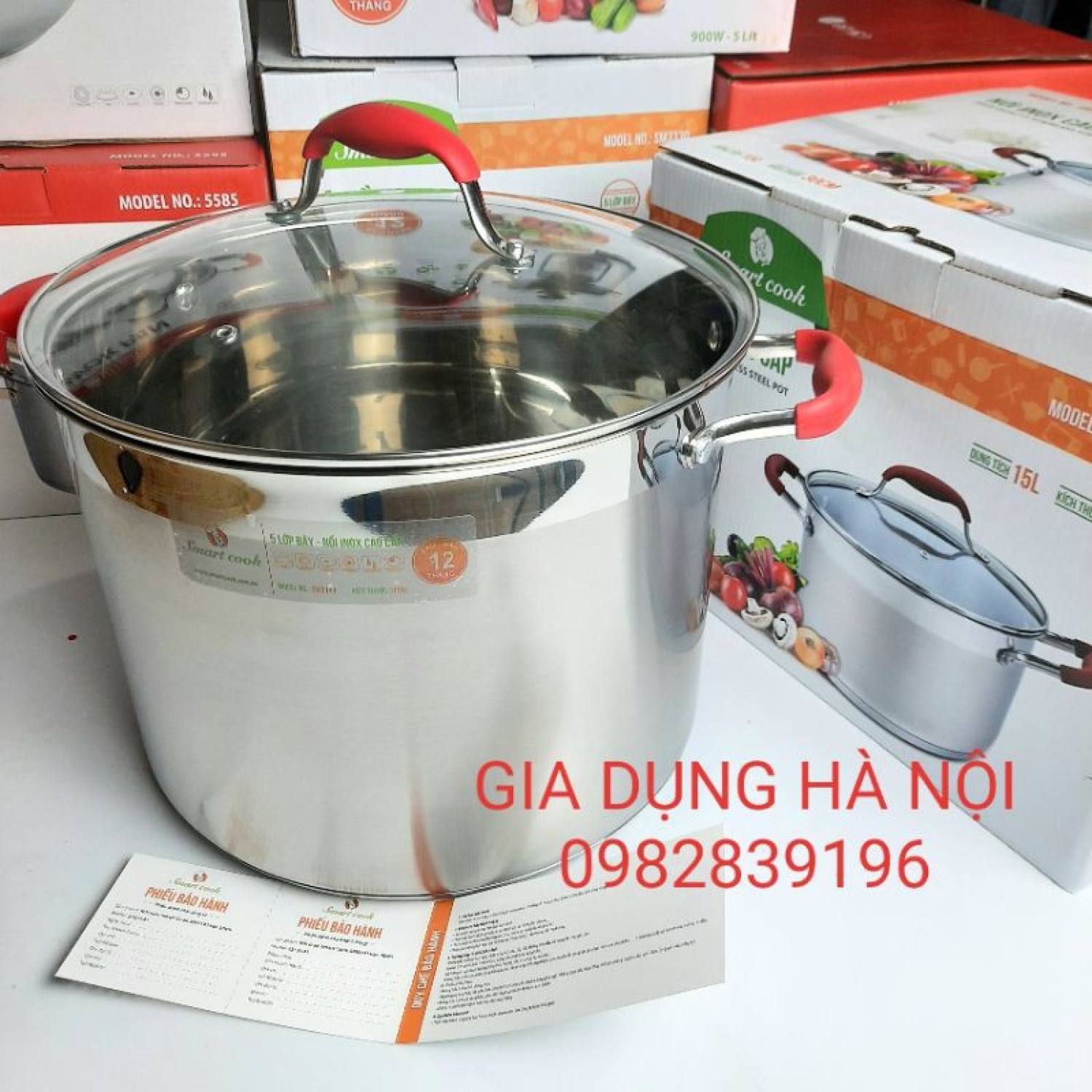 Nồi luộc gà elmich smartcook 3140 28cm, 3141 30cm, 5 đáy, hàng cao cấp chính hãng
