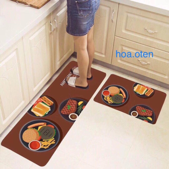 Bộ Thảm Bếp 3D Siêu Đẹp Chống Trơn Trượt 120X40Cm + 60X40Cm