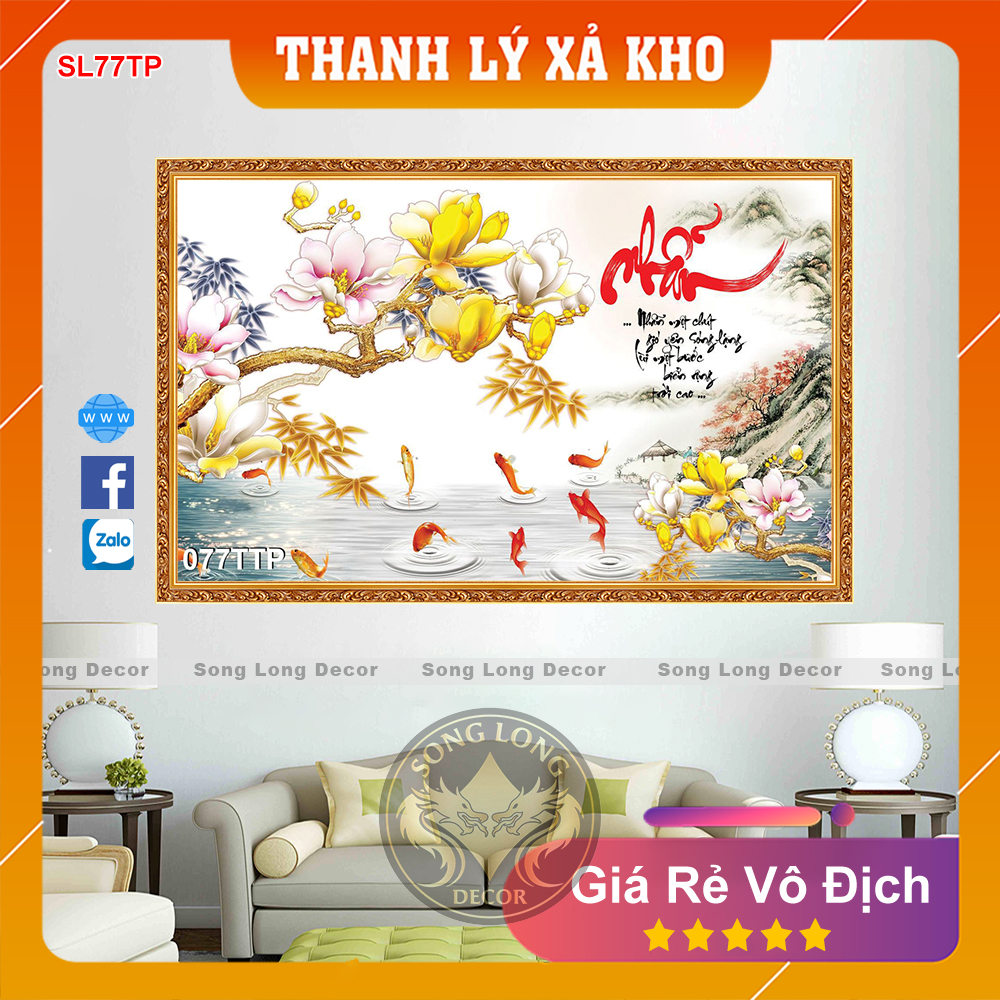 Tranh Dán Tường Chữ Nhẫn- SL77TP-Tranh 3d Thư Pháp - Song Long Decor