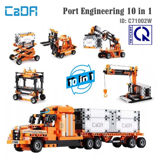 Bộ đồ chơi lắp lắp ráp mô hình 10 trong 1 cada c71002w port engineering series