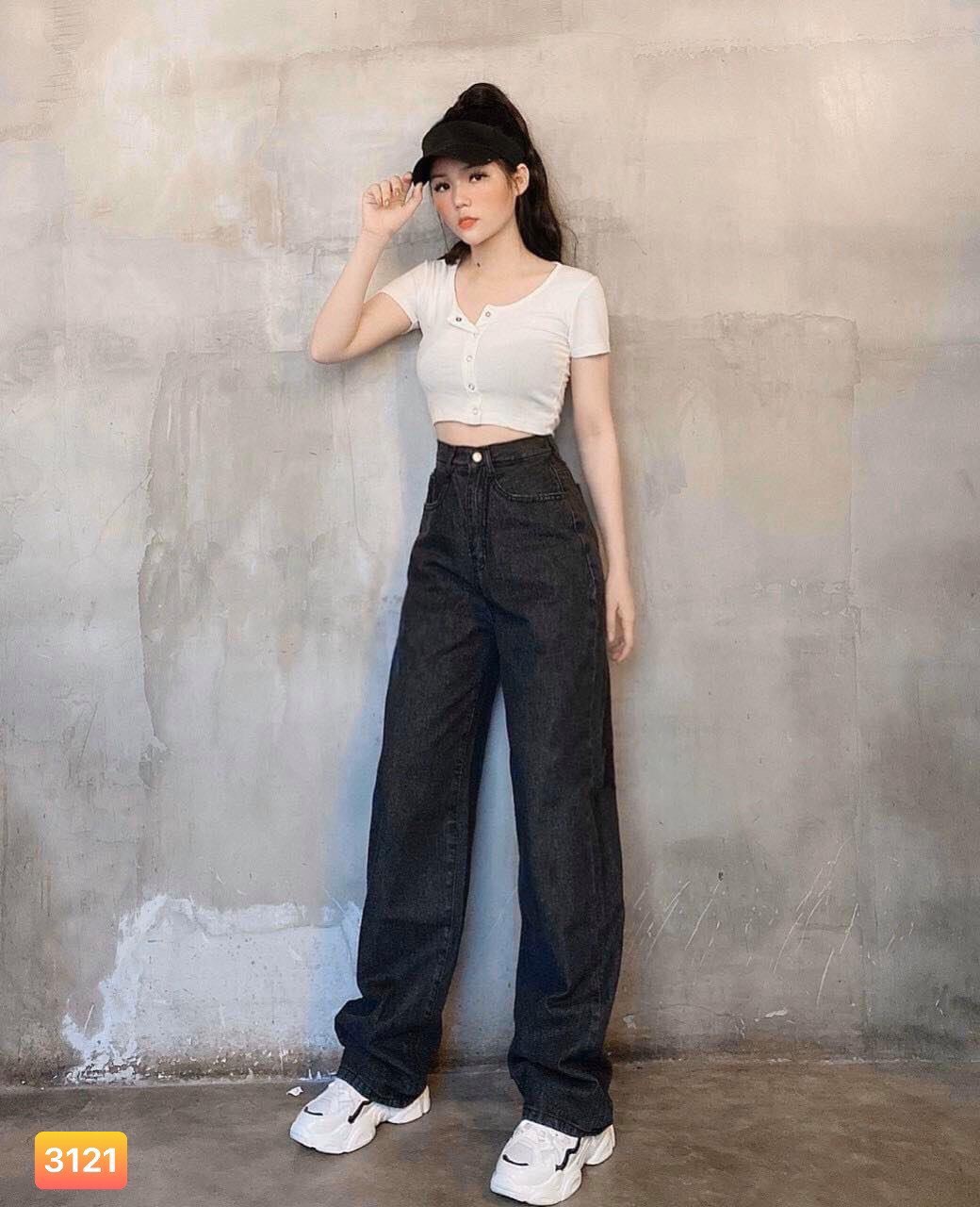 Quần baggy jeans nữ LBLinhBig Store form rộng, dáng dài, lưng siêu cao SBG01 – quần bò nữ ulzzang