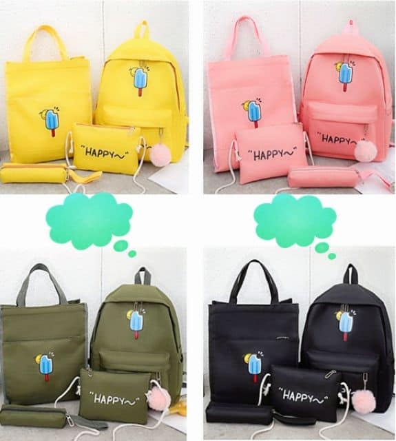 [HCM][Giá Sỉ] Bộ 4 món balo kèm túi ví thời trang cao cấp thiết kế tỉ mĩ hợp thời trang