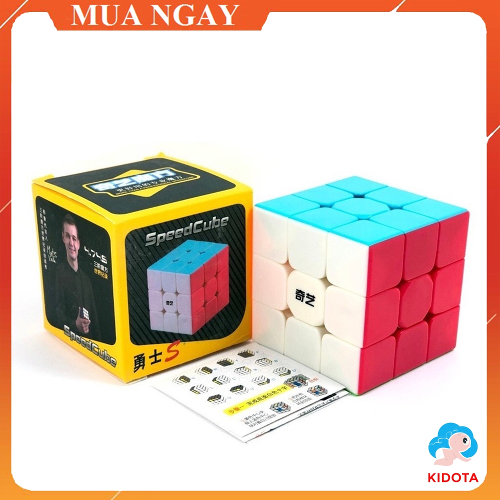 Rubik 3x3 QiYi Warrior S Stickerless Rubic 3 Tầng Không Viền Chất Liệu Nhựa Cứng Cáp