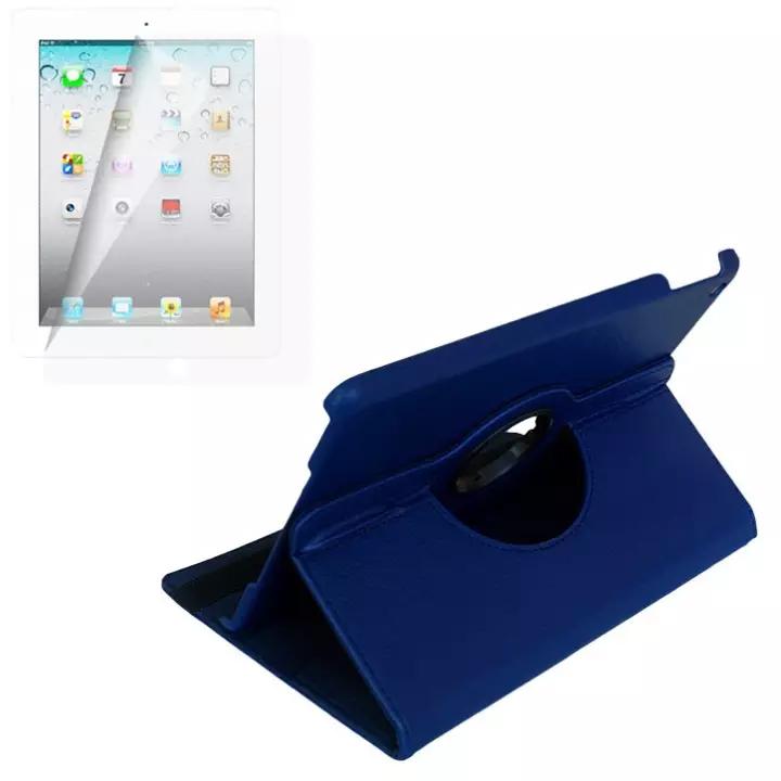 Bộ Bao da iPad Mini 1 2 3 Xoay 360 và Miếng dán bảo vệ màn hình Lopez Cute (Xanh đen)