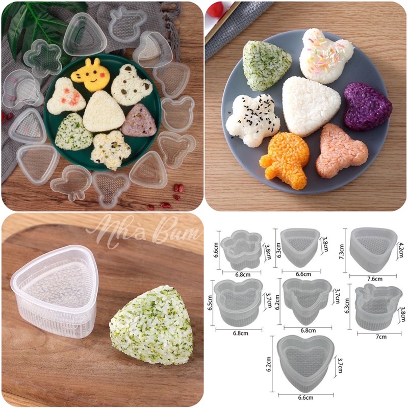 Set 7 Khuôn cơm nắm Onigiri nhiều hình , khuôn 7 khuôn làm đồ ăn dặm cho bé