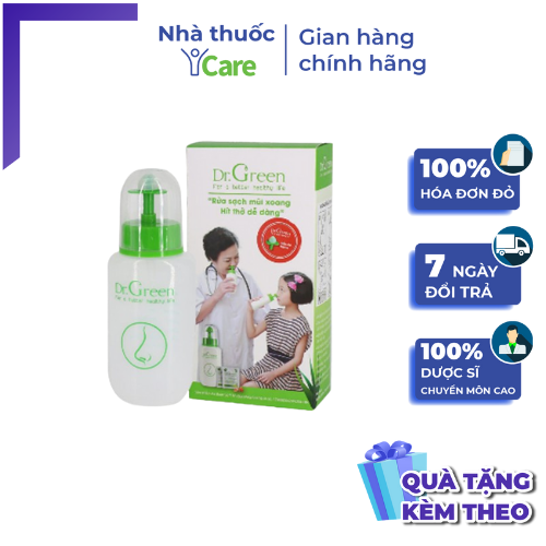Combo 1 bình rửa mũi dr.green+10 gói hỗn hợp pha dung dịch rửa mũi
