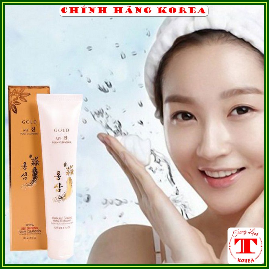 Sữa rửa mặt hồng sâm hàn quốc Gold My, hộp vàng 120g - Dưỡng da căng bóng, mịn màng, trắng sáng, chống lão hóa - tranglinhkorea