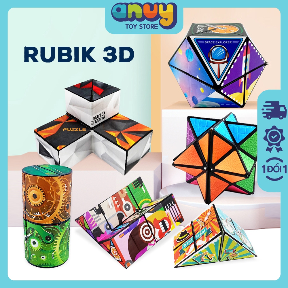 Rubik 3d ma thuật Magic Cube vô cực, rubik hình học nhiều hình dán đẹp mắt