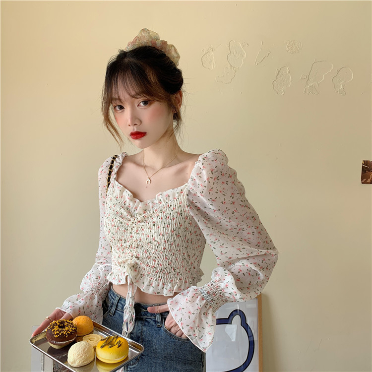 Áo Croptop Dây Rút Hoa Nhí