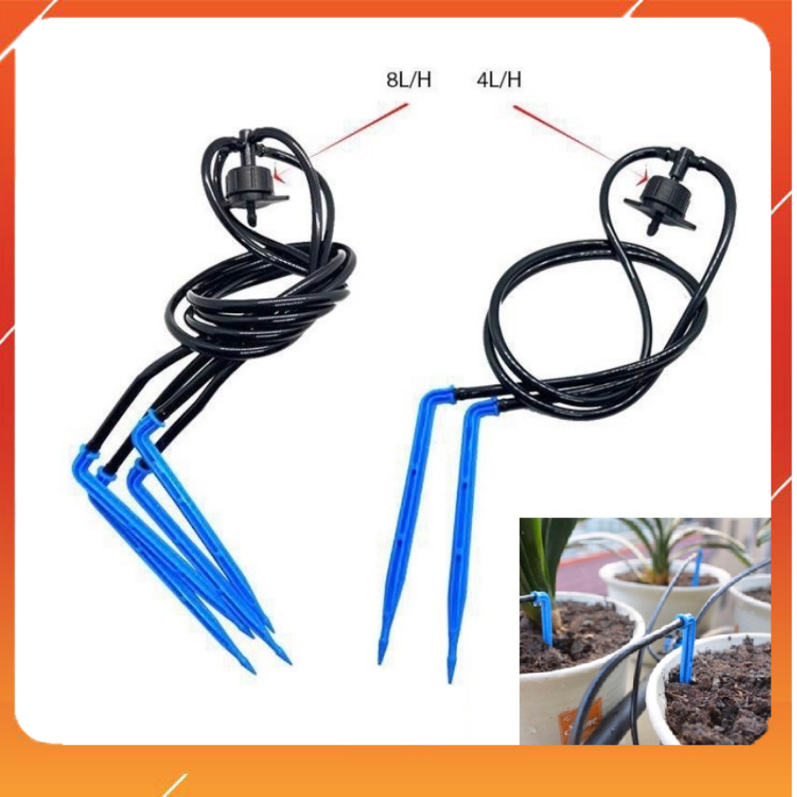 [HCM]10 Bộ tưới nhỏ giọt bù áp 4 que cắm kết nối ống LDPE Thích hợp tưới dưa lưới dâu tây cây trồng trong chậu