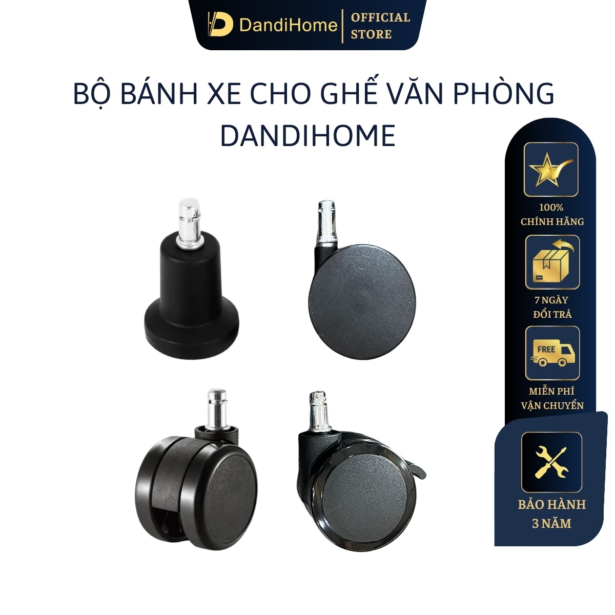 Bánh xe cho ghế văn phòng, ghế công thái học, ghế xoay DandiHome