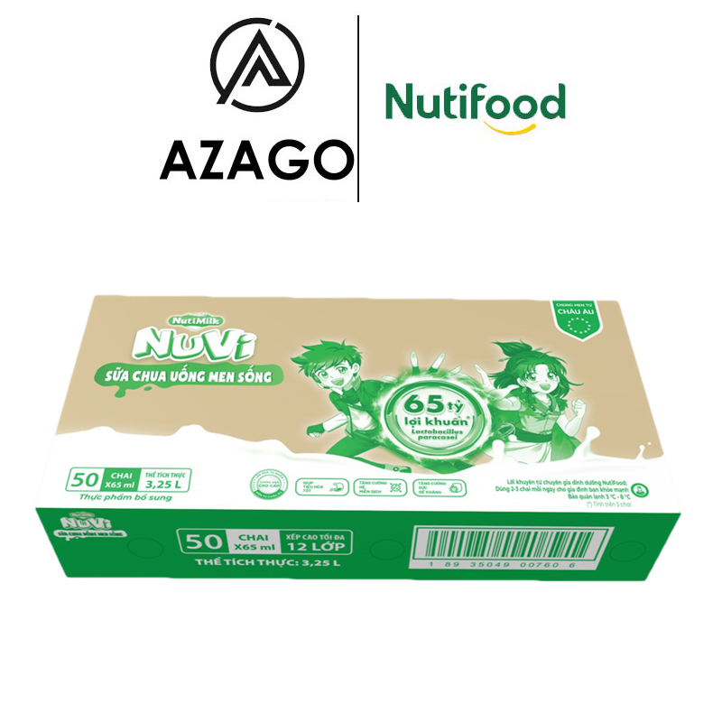 Nuti thùng 50 chai sữa chua uống men sống tu.scuntaz - thương hiệu nutifood - azago