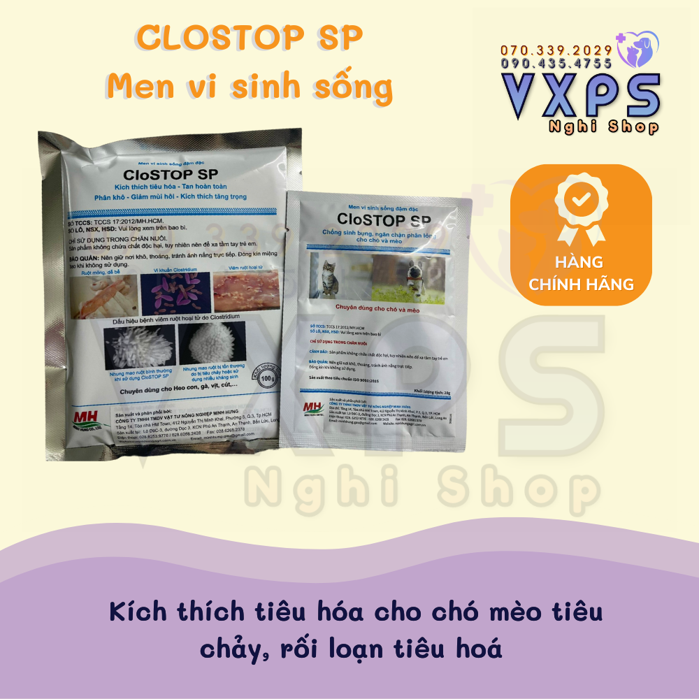 Men vi sinh sống đặc trị tiêu chảy kích thích tiêu hóa cho chó mèo - CloSTOP SP