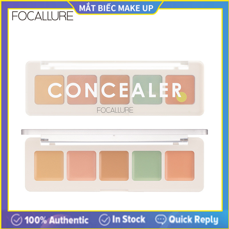 FOCALLURE 5 màu Kem che khuyết điểm Độ che phủ cao Chống thấm nước Lâu dài Tấm che khuyết điểm nhẹ