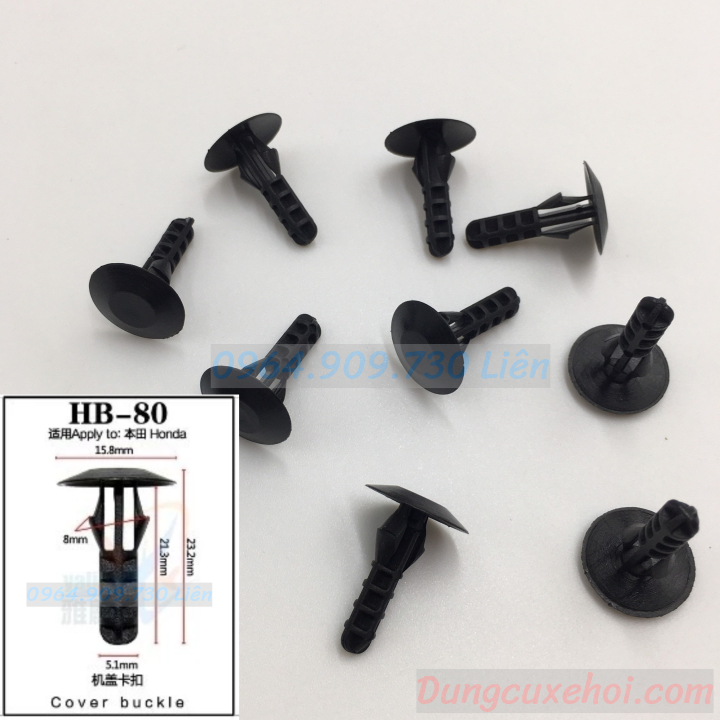 Bộ 20 đinh tán , chốt vít nở vit Nhựa Loại 1 cho xe hơi ôtô honda Chất liệu Nhựa Nylon Polyme AHB80