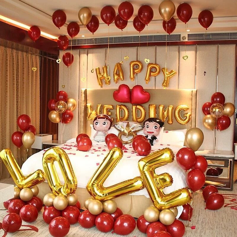 [TẶNG BƠM + BĂNG KEO] Set Bóng Happy Wedding Trang Trí Phòng Tân Hôn Nhiều Mẫu. Cam kết hàng chất lượng giá tốt.