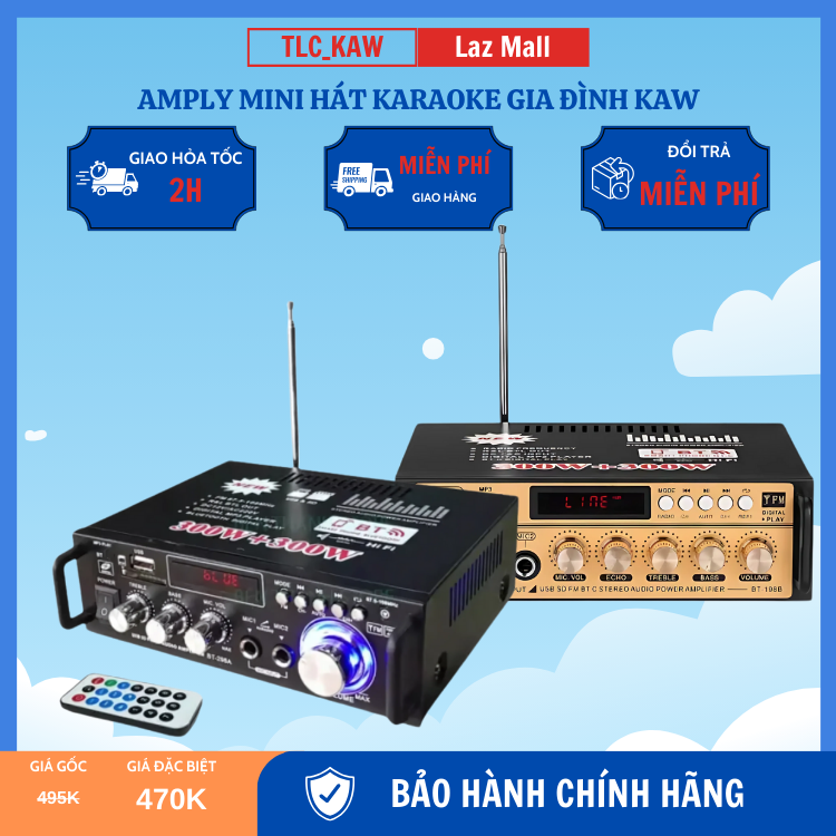 Âm Ly Karaok - Âm Li Chạy Điện  Mua Ngay Ampli Bluetooth TLC BT 298A Chip Âm Thanh Cj22 Tạo Âm Bass Chắc Chắn  Âm Treble Sâu   Bluetooth Kết Nối 4.0 Cho Công Xuất Cực Lớn Thích Hợp Sử Dụng Cho Dàn Karaoke Gia Đình. 