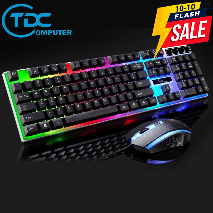 Combo Bàn phím chuột giả cơ chuyên game cao cấp G21 led 7 màu