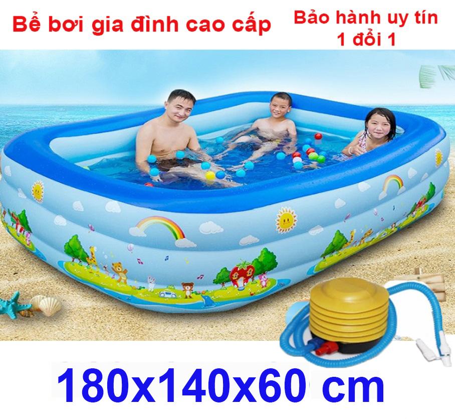 Phao Bơi Trẻ Em Giá Rẻ Mua Ngay  Bể Bơi  Mini - Phao Bơi Cho Bé Vui Chơi Thỏa Sức Tại Nhà Bể Bơi Phao 3 Tầng  Cỡ Lớn Cho Bé Và Gia Đình : 180 X 140 X 60 Cm. Loại Dày Dặn Có Tặng Kèm( Bơm Hơi + Miếng Vá )
