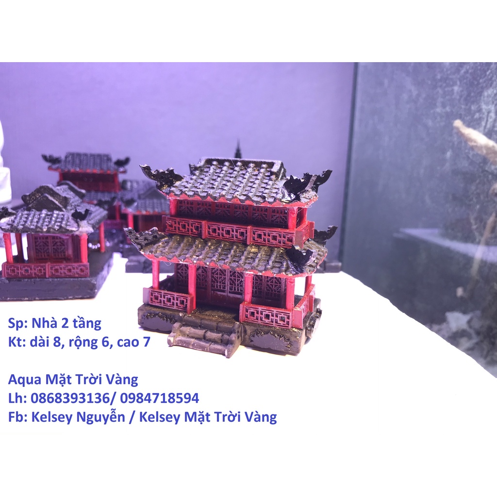 Nhà mini 2 tầng - phụ kiện trang trí bể cá, tiểu cảnh, sân vườn, hòn non bộ